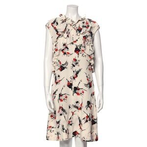 Marni Cream Floral Sleeveless Ruffle Dress